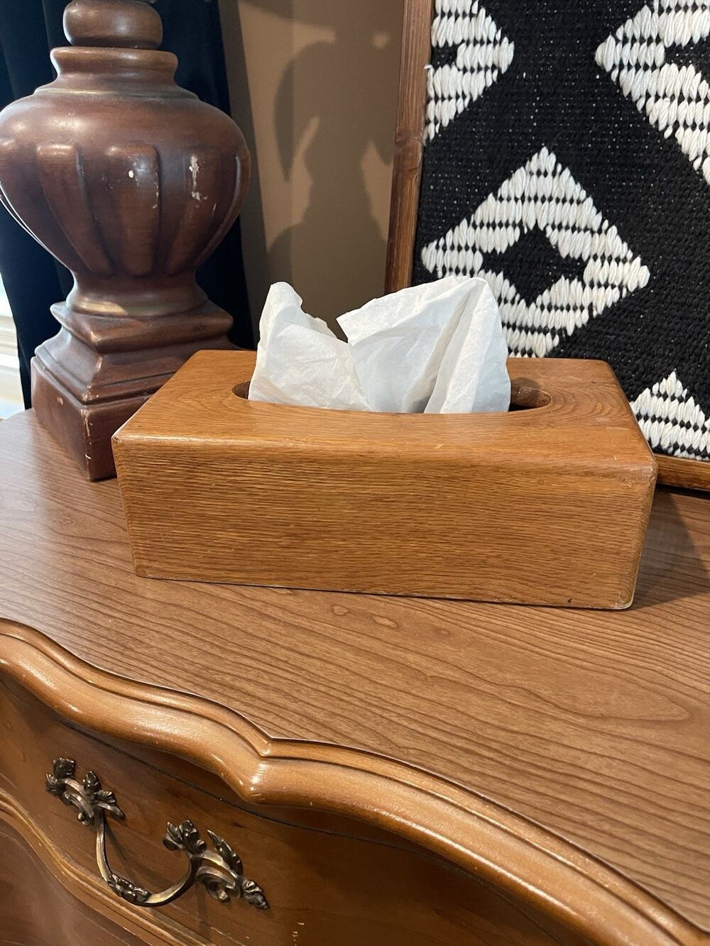 Vintage Teak Rectangle Wood Tissue Box Cover Retro Midcentury Modern Rustic